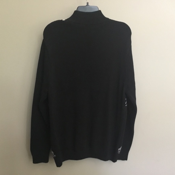 Lk New CHAPS black white red Moose 1/2 zip sweater M - Picture 4 of 6